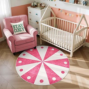 5ft Round Rug Washable Colorful Theme Non Slip Soft Carpet Bedroom Playroom Living Room