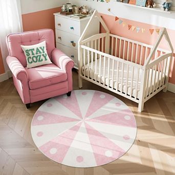 5ft Round Rug Washable Colorful Theme Non Slip Soft Carpet Bedroom Playroom Living Room