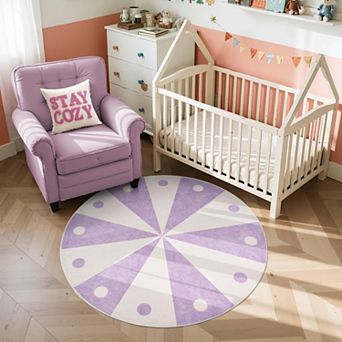5ft Round Rug Washable Colorful Theme Non Slip Soft Carpet Bedroom Playroom Living Room