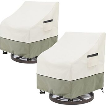 2-Pack Heavy-Duty Waterproof Swivel Patio Chair Covers, White/GrayGreen