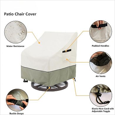 2-Pack Heavy-Duty Waterproof Swivel Patio Chair Covers, White/GrayGreen