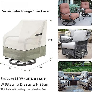 2-Pack Heavy-Duty Waterproof Swivel Patio Chair Covers, White/GrayGreen