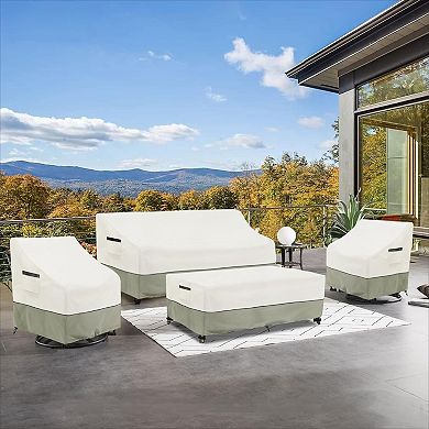 2-Pack Heavy-Duty Waterproof Swivel Patio Chair Covers, White/GrayGreen