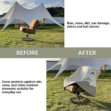 2-Pack Heavy-Duty Waterproof Swivel Patio Chair Covers, White/GrayGreen