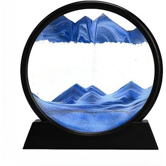 3D Dynamic Sand Art Liquid Motion, Moving Sand Art Picture Round Glass 3D Deep Sea Desk Toys