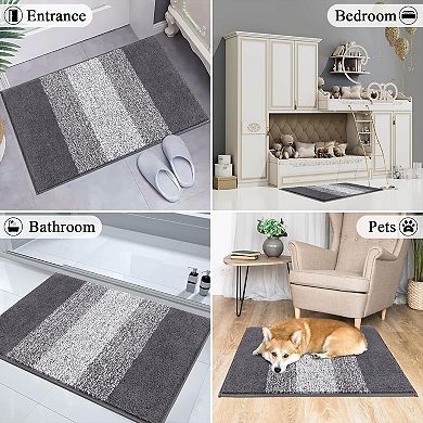 Indoor Doormat Entryway Door Mat, Non Slip Absorbent Mud Trapper Mat Inside Floor Mat, Washable Door