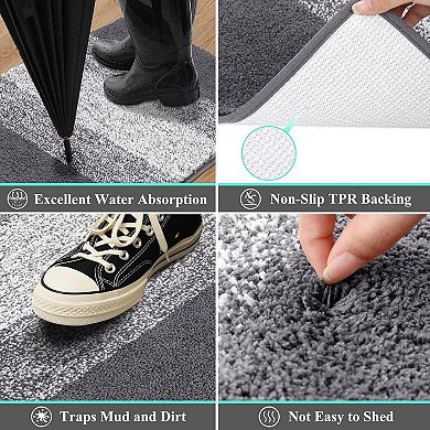 Indoor Doormat Entryway Door Mat, Non Slip Absorbent Mud Trapper Mat Inside Floor Mat, Washable Door