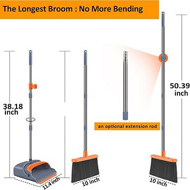Great Ambitions Self-Cleaning Broom & Dustpan Set - Stand Up for Pets, Indoor & Outdoor