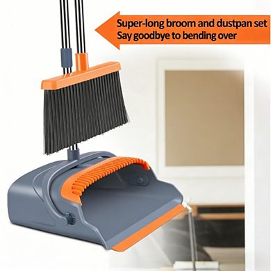 Great Ambitions Self-Cleaning Broom & Dustpan Set - Stand Up for Pets, Indoor & Outdoor