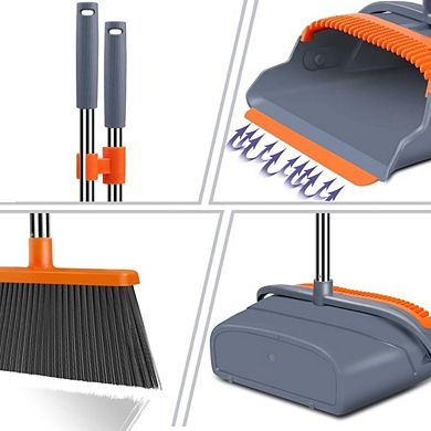 Great Ambitions Self-Cleaning Broom & Dustpan Set - Stand Up for Pets, Indoor & Outdoor