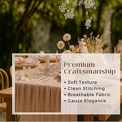 Dusty Pink Cheesecloth Table Runner Soft Gauze, Rustic Decor