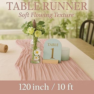 Dusty Pink Cheesecloth Table Runner Soft Gauze, Rustic Decor