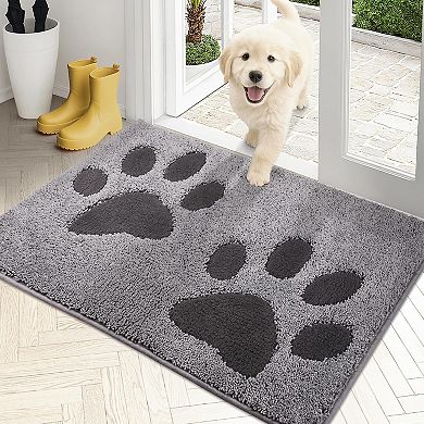 Dirt Trapping Door Mat , Non-Skid/Slip Machine Washable Microfiber Entryway Rug, Dog Doormat