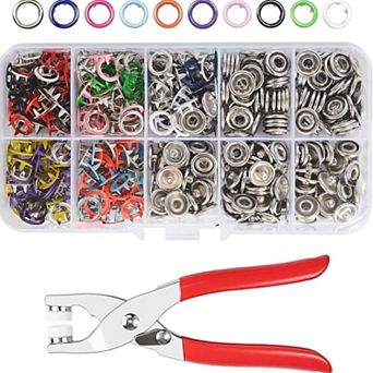 Snap Button Kit 9.5mm Metal Fasteners with Pliers Tool 10 Colors Sewing Kit