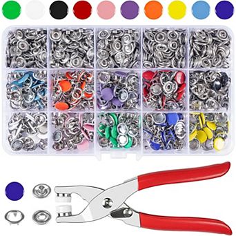 Snap Button Kit 9.5mm Metal Fasteners with Pliers Tool 10 Colors Sewing Kit