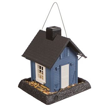 Blue Cottage Bird Feeder: 5lb Capacity, Easy Fill, Easy Clean, Hanging or Pole Mount