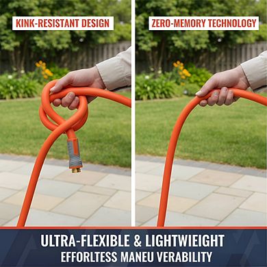 Heavy Duty 75 ft Water Hose 5/8", Super Flexible All-Weather with Swivel Fitting 600 PSI