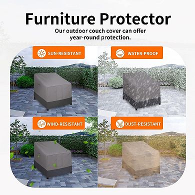 2-Pack Heavy-Duty Waterproof Patio Chair Covers, Windproof with Air Vent Gray/Dark Gray