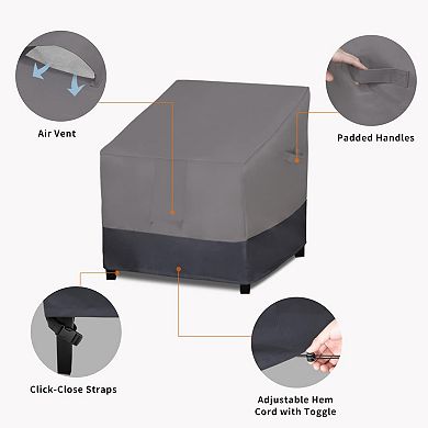 2-Pack Heavy-Duty Waterproof Patio Chair Covers, Windproof with Air Vent Gray/Dark Gray