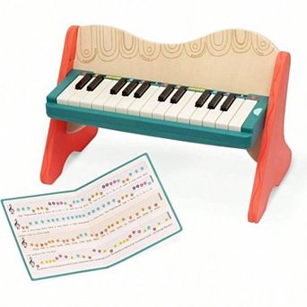 Wooden Toy Piano with Color-Coded Keys & Songbook, Early Learning Musical Instrument