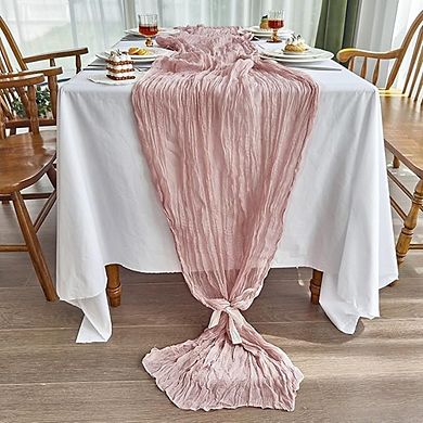 2-Pack Dusty Pink Cheesecloth Table Runners, Boho Wedding & Party Decor