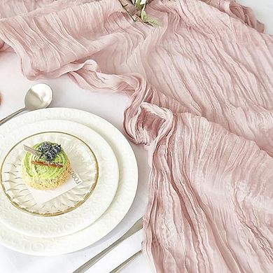 2-Pack Dusty Pink Cheesecloth Table Runners, Boho Wedding & Party Decor