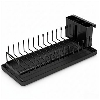 Compact Dish Drying Rack with Silicone Mat Space Saving Design