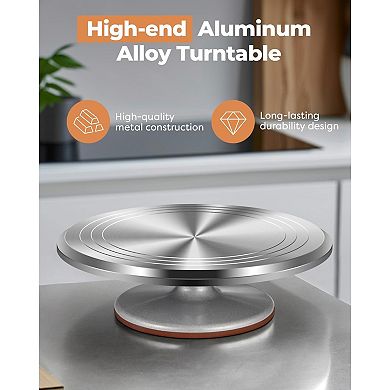 12 Inch Rotating Cake Stand, Aluminium Alloy Turntable for Cake & Cupcake Decorating