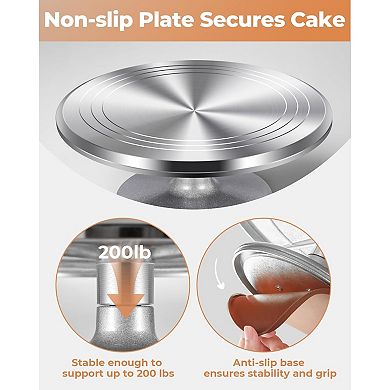 12 Inch Rotating Cake Stand, Aluminium Alloy Turntable for Cake & Cupcake Decorating