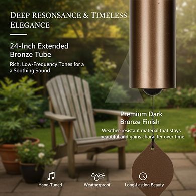 24 Inch Copper Wind Chime, Deep Tone Outdoor for Garden Patio Decor