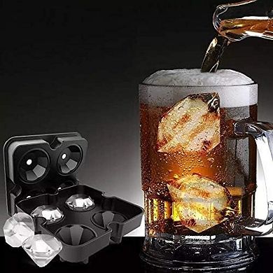 Silicone 3D Diamond Ice Cube Tray Mold for Whiskey Cocktails Reusable Ice Maker