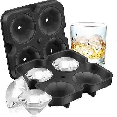 Silicone 3D Diamond Ice Cube Tray Mold for Whiskey Cocktails Reusable Ice Maker