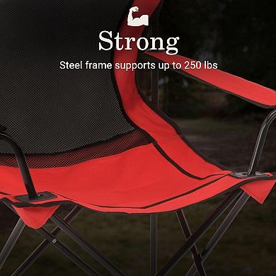 Adjustable Arm Camping Chair with Cooling Mesh Back, Cup Holder Carry Bag