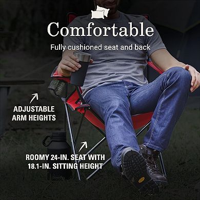 Adjustable Arm Camping Chair with Cooling Mesh Back, Cup Holder Carry Bag