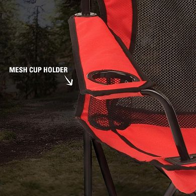 Adjustable Arm Camping Chair with Cooling Mesh Back, Cup Holder Carry Bag