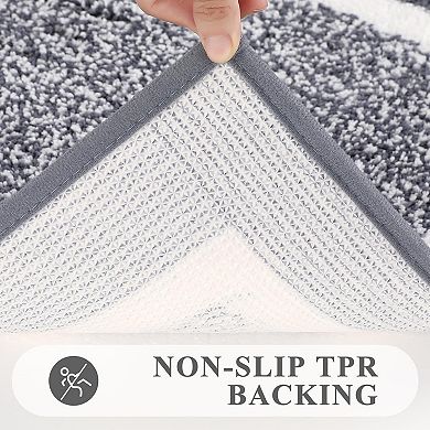 Bathroom Rug Mat Set 3 Piece, Microfiber Shaggy Bath Set, Non-Slip Ultra Soft Carpet Mats, Absorbent