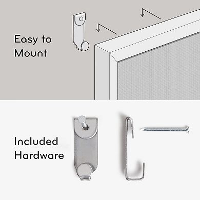 Farmhouse Linen Bulletin Board: 30" x 20" White Frame, Wall-Mounted, Home/Office Use