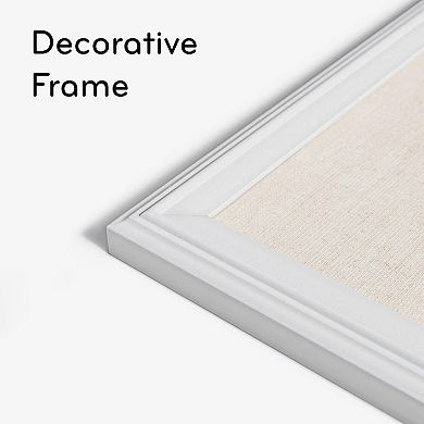Farmhouse Linen Bulletin Board: 30" x 20" White Frame, Wall-Mounted, Home/Office Use