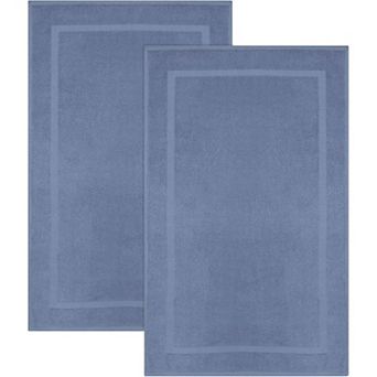Bath Mats - 2 Pack Cotton - Ultra Absorbent - Plush 900 GSM - Banded Border Luxury Towel Rug