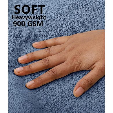 Bath Mats - 2 Pack Cotton - Ultra Absorbent - Plush 900 GSM - Banded Border Luxury Towel Rug