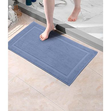 Bath Mats - 2 Pack Cotton - Ultra Absorbent - Plush 900 GSM - Banded Border Luxury Towel Rug