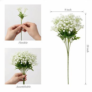 10 Stems Faux Gypsophila Flowers, Realistic Artificial Bouquet for Wedding & Home Decor