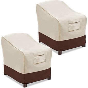 2-Pack Large Heavy Duty Waterproof Patio Chair Covers, Beige/Brown for Outdoor