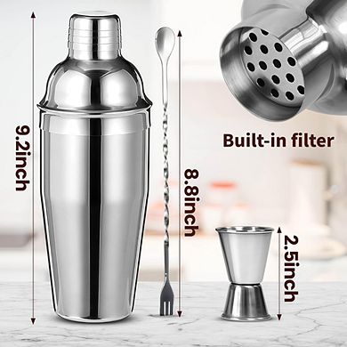 Great Ambitions Professional Cocktail Shaker Set - 7-Pc Bar Kit w/ Jigger & Muddler
