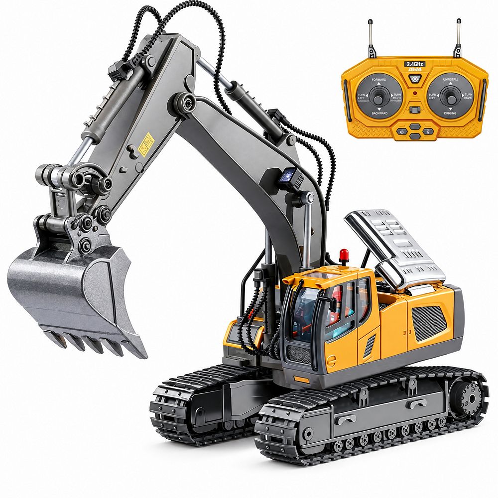 RC Excavator Model, 2.4GHz Metal Shovel Lights, Collectible Hobby Gift