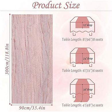 5-Pack Light Pink Cheesecloth Table Runners, Boho Rustic Wedding & Party Decor