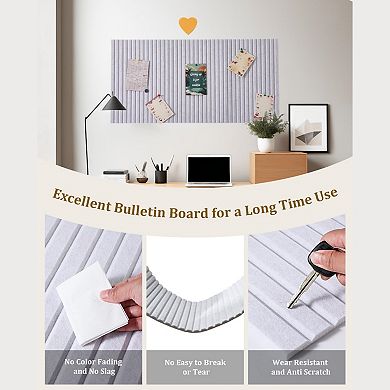 24x16" Foldable Felt Bulletin Board: Self-Healing, Reusable, Adhesive, for Home, Kitchen, Office