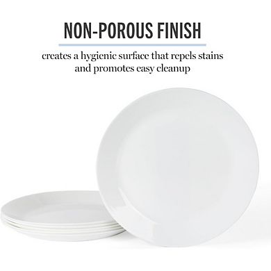 Great Ambitions 6-Pc 10-Inch Chip Resistant Opal Glass Dinner Plates Set