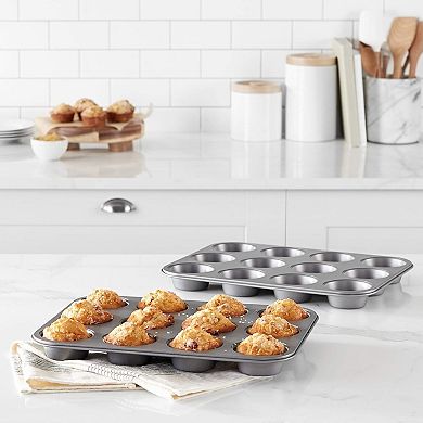 2-Pack Nonstick Muffin Pan 12-Cup, Gray Oven Safe Easy Clean Baking Tray