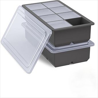 2-Pack Large Silicone Ice Cube Trays with Lids, Easy Release Stackable Big Square Molds